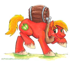 Size: 800x663 | Tagged: safe, artist:spainfischer, derpibooru import, big macintosh, earth pony, pony, barrel, carrying, keg, male, solo, stallion