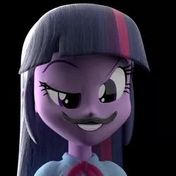 Size: 1024x1024 | Tagged: safe, artist:creatorofpony, derpibooru import, twilight sparkle, equestria girls, /mlp/, 3d, 3d model, blender, moustache, solo