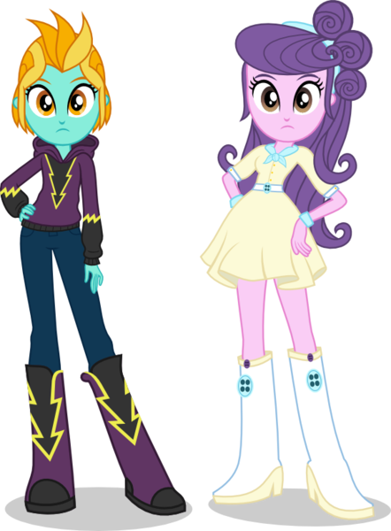 Size: 598x812 | Tagged: source needed, useless source url, safe, artist:punzil504, derpibooru import, lightning dust, suri polomare, equestria girls, boots, button, clothes, crystal prep shadowbolts, cuffs, dress, duo, duo female, equestria girls-ified, female, hairband, hand on hip, hilarious in hindsight, hoodie, pants, scarf, shadowbolts, shadowbolts costume, shoes, simple background, transparent background, vector