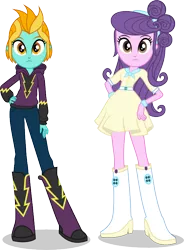 Size: 598x812 | Tagged: source needed, useless source url, safe, artist:punzil504, derpibooru import, lightning dust, suri polomare, equestria girls, boots, button, clothes, crystal prep shadowbolts, cuffs, dress, duo, duo female, equestria girls-ified, female, hairband, hand on hip, hilarious in hindsight, hoodie, pants, scarf, shadowbolts, shadowbolts costume, shoes, simple background, transparent background, vector