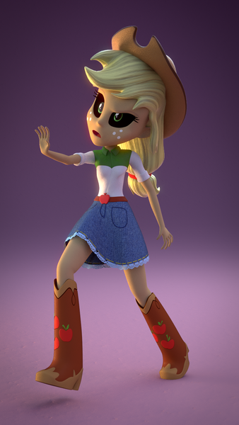 Size: 810x1440 | Tagged: safe, artist:creatorofpony, derpibooru import, applejack, zombie, equestria girls, /mlp/, 3d, 3d model, black sclera, blender, cowboy hat, hat, stetson