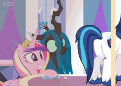 Size: 700x500 | Tagged: suggestive, artist:dm29, derpibooru import, princess cadance, queen chrysalis, shining armor, alicorn, pony, animated, butt shake, chrysarmordance, dancing, episodes from the crystal empire, eyes on the prize, female, frown, grin, lesbian, mare, money, plot, sexy armor, shieldbutt, shining armor gets all the mares, shipping, slutarmor, smiling, squee, twerking, wide eyes