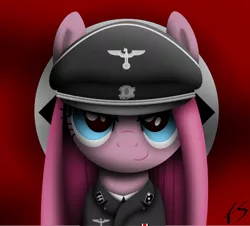 Size: 3000x2706 | Tagged: artist:facelesssoles, derpibooru import, hat, high res, nazi, pinkamena diane pie, pinkie pie, schutzstaffel, semi-grimdark, solo