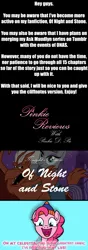 Size: 854x2440 | Tagged: safe, artist:flyingbrickanimation, derpibooru import, maud pie, pinkie pie, earth pony, pony, ask maudlyn, brooklyn, bum reviews, chester a. bum, crossover, crossover shipping, gargoyles, maudlyn, of night and stone, shipping, tumblr, tumblr comic