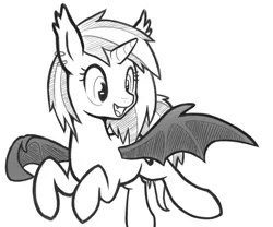 Size: 2880x2400 | Tagged: safe, artist:ligerstorm, derpibooru import, vinyl scratch, bat pony, pony, monochrome, piercing, solo, vinylbat