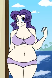 Size: 1000x1500 | Tagged: artist:irateliterate, ask feedee twilight, belly, big breasts, bra, breasts, busty rarity, chubby, clothes, curvy, derpibooru import, female, hips, human, humanized, muffin top, nail polish, nudity, panties, plump, rarihips, rarity, solo, solo female, suggestive, underwear, wide hips