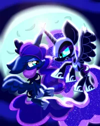 Size: 1200x1500 | Tagged: artist:lovehtf421, derpibooru import, duality, floppy ears, impossibly large ears, moon, nightmare moon, princess luna, safe