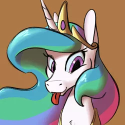 Size: 700x700 | Tagged: safe, artist:goat train, deleted from derpibooru, derpibooru import, princess celestia, pony, :p, looking at you, portrait, sillestia, silly, silly pony, smiling, solo, tongue out