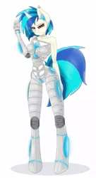 Size: 635x1170 | Tagged: android, anthro, artist:bookxworm89, cyborg, derpibooru import, safe, solo, vinyl scratch