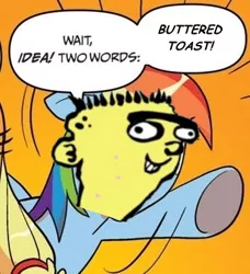 Size: 334x366 | Tagged: 1000 hours in ms paint, buttered toast, derpibooru import, ed, ed edd n eddy, edit, exploitable meme, idw, meme, ms paint, rainbow dash, safe, text, two words meme