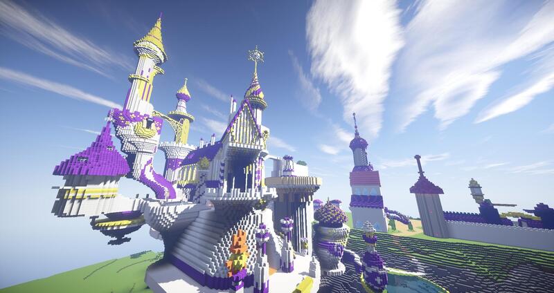 Size: 1920x1018 | Tagged: brohoof.com, canterlot, canterlot castle, derpibooru import, game screencap, minecraft, no pony, render, safe