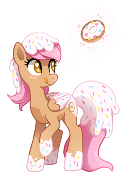 Size: 536x756 | Tagged: safe, artist:tsurime, derpibooru import, donut pony, food pony, original species, donut, heart eyes, licking lips, simple background, solo, tongue out, transparent background, wingding eyes