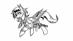 Size: 1280x720 | Tagged: artist:ask-the-daredevil-ponies, derpibooru import, fallout equestria, fallout equestria: memories, monochrome, oc, oc:frosty winds, safe, stealing, unofficial characters only