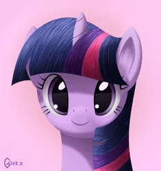 Size: 3000x3192 | Tagged: artist:galekz, c:, cute, derpibooru import, ear fluff, edit, looking at you, portrait, safe, simple background, smiling, solo, twilight sparkle