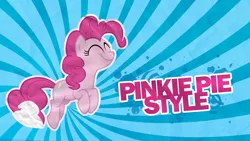 Size: 1920x1080 | Tagged: safe, artist:juakakoki, artist:kas92, derpibooru import, pinkie pie, earth pony, pony, caption, english, eyes closed, female, gangnam style, hopping, mare, parody, pinkie pie style, smiling, solo, sticker, thumbnail, title, vector, wallpaper, youtube, youtube thumbnail