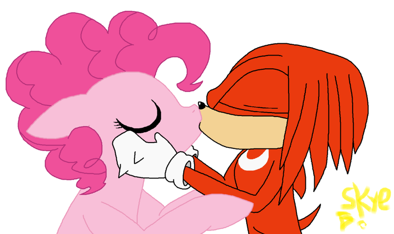 Size: 1024x609 | Tagged: safe, artist:weaselbear, derpibooru import, pinkie pie, pony, crack shipping, crossover, crossover shipping, deviantart in action, knuckles the echidna, pinkieknux, shipping, sonic the hedgehog (series)