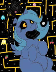 Size: 800x1030 | Tagged: artist:fluffsplosion, atari, derpibooru import, fluffy pony, lunafluff, pac-man, princess luna, safe