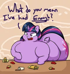 Size: 1488x1576 | Tagged: suggestive, artist:graphenescloset, derpibooru import, twilight sparkle, twilight sparkle (alicorn), alicorn, pony, belly, burger, chubby cheeks, fat, flank, food, french fries, impossibly large belly, impossibly large butt, impossibly wide hips, jiggle, messy, messy eating, obese, that pony sure does love burgers, twilard sparkle, twilight burgkle, twilight has a big ass, wide hips