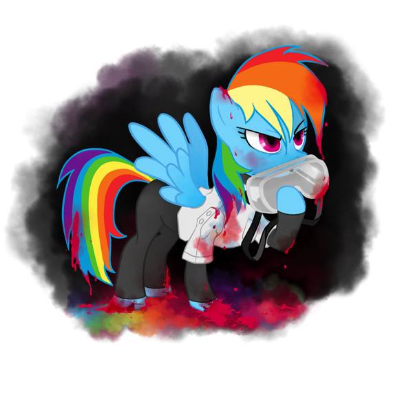 Size: 1200x1200 | Tagged: abstract background, artist:jessicacasciotta88, blood, blood on goggles, clothes, derpibooru import, fanfic:rainbow factory, goggles, rainbow, rainbow dash, semi-grimdark, solo