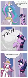 Size: 576x1572 | Tagged: safe, artist:otakuap edit, derpibooru import, princess celestia, twilight sparkle, twilight sparkle (alicorn), alicorn, pony, witchy filly, abra (filly witchy), celestia's true form, character to character, comic, exploitable meme, female, filly (dracco), filly funtasia, filly witchy, harsher in hindsight, mare, meme, pony to pony, witchy