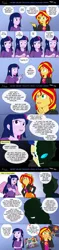 Size: 620x2631 | Tagged: safe, artist:kibate, derpibooru import, flash sentry, sunset shimmer, twilight sparkle, twilight sparkle (alicorn), changeling, equestria girls, rainbow rocks, blushing, comic, counterparts, female, lesbian, shipping, sunsetsparkle, twilight's counterparts