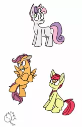 Size: 729x1118 | Tagged: apple bloom, applebuck, artist:quincydragon, cutie mark crusaders, derpibooru import, rule 63, safe, scootaloo, scooteroll, silver bell, sweetie belle