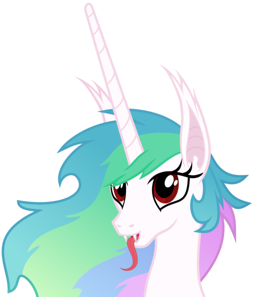 Size: 5100x6000 | Tagged: safe, artist:magister39, derpibooru import, princess celestia, bat pony, pony, absurd resolution, cute, fangs, female, long tongue, looking at you, mare, open mouth, race swap, simple background, smiling, solo, sunbat, tongue out, transparent background, vector
