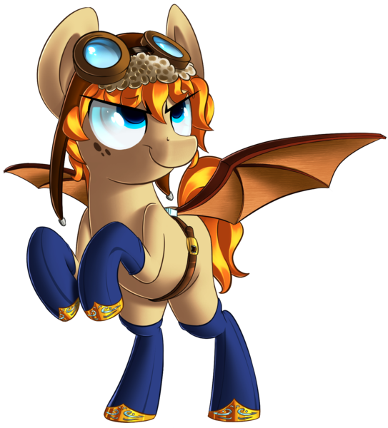 Size: 1449x1600 | Tagged: artist:january3rd, aviator goggles, aviator hat, clothes, colt, derpibooru import, goggles, hat, male, oc, oc:gearburst, safe, simple background, socks, solo, steampunk, transparent background, unofficial characters only