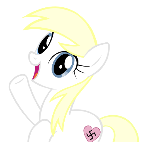 Size: 519x499 | Tagged: artist:accu, blonde, cute, derpibooru import, happy, heart, heil, hello, nazi, oc, oc:aryanne, safe, show accurate, solo, swastika, unofficial characters only, we are going to heil