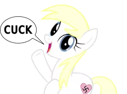 Size: 679x500 | Tagged: safe, artist:accu, derpibooru import, oc, oc:aryanne, unofficial characters only, earth pony, pony, /pone/, 8chan, blonde, cuckolding, cute, happy, heart, heil, hello, image, moot, nazi, png, show accurate, simple background, solo, speech bubble, swastika, transparent background, we are going to heil