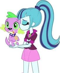 Size: 2010x2452 | Tagged: safe, artist:xebck, derpibooru import, sonata dusk, spike, dog, equestria girls, rainbow rocks, cute, eyes closed, female, kissing, male, mind control, simple background, spike the dog, spikelove, spinata, straight, transparent background, vector