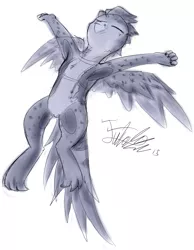 Size: 1280x1648 | Tagged: safe, artist:futaku, derpibooru import, gryphon, armpits, sketch, solo