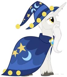 Size: 745x853 | Tagged: safe, artist:faith-wolff, derpibooru import, star swirl the bearded, pony, unicorn, fanfic:the bridge, beard, cloak, clothes, facial hair, hat, male, simple background, solo, stallion, transparent background, wizard hat