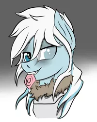 Size: 800x1000 | Tagged: artist:slouping, blind eye, condom, condom in mouth, derpibooru import, fallout equestria, female, fur, looking at you, mouth hold, oc, oc:blizzard, steel ranger, suggestive, unofficial characters only