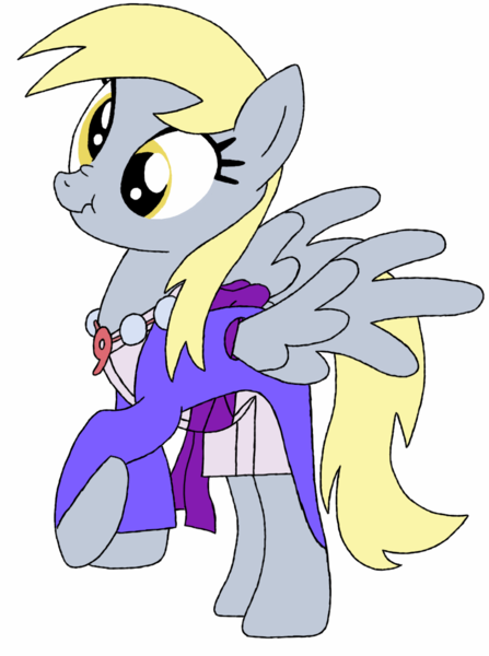 Size: 900x1207 | Tagged: safe, artist:blondenobody, derpibooru import, derpy hooves, pegasus, pony, ace attorney, clothes, crossover, female, mare, maya fey, solo