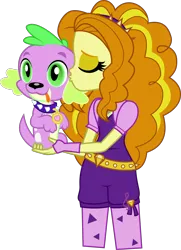 Size: 1678x2321 | Tagged: safe, artist:xebck, derpibooru import, adagio dazzle, spike, dog, equestria girls, rainbow rocks, adagiospike, cute, eyes closed, female, interspecies, kissing, male, mind control, simple background, spike the dog, spikelove, straight, transparent background, vector