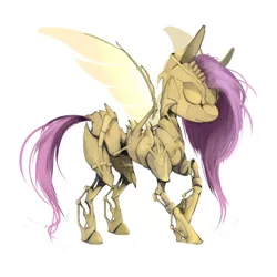 Size: 1024x1024 | Tagged: alternate design, artist:katemaximova, derpibooru import, fluttershy, robot, safe, solo, steampunk