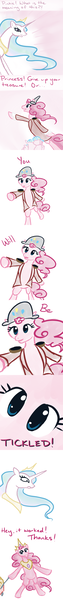 Size: 500x4800 | Tagged: safe, artist:alipes, derpibooru import, madame le flour, pinkie pie, princess celestia, rocky, sir lintsalot, pony, ask pinkie pierate, ask, bipedal, clothes, comic, hat, pirate, tumblr