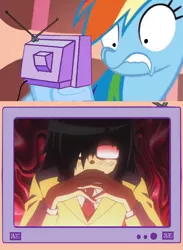 Size: 563x771 | Tagged: derpibooru import, exploitable meme, gendo pose, izumi kitta, meme, obligatory pony, rainbocchi, rainbow dash, safe, tomoko kuroki, tv meme, voice actor joke, watamote