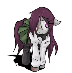 Size: 987x998 | Tagged: artist:acharmingpony, burned, clothes, cute, derpibooru import, hanako ikezawa, katawa shoujo, moe, ponified, safe, skirt, solo