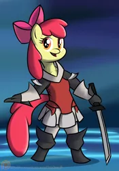 Size: 1400x2000 | Tagged: anthro, apple bloom, artist:xain-russell, bravely default, cosplay, derpibooru import, edea lee, katana, safe, solo, sword, weapon