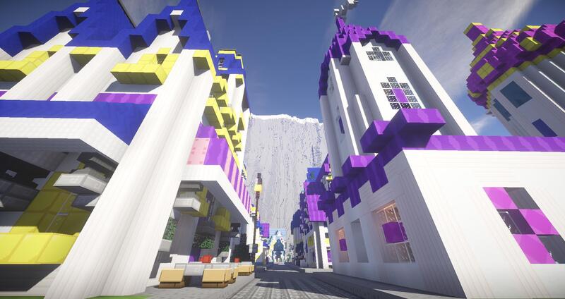 Size: 1920x1018 | Tagged: brohoof.com, canterlot, canterlot streets, game screencap, minecraft, render, safe, tower