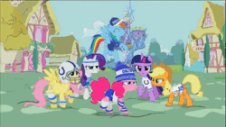 Size: 1920x1080 | Tagged: safe, derpibooru import, official, screencap, applejack, fluttershy, pinkie pie, rainbow dash, rarity, twilight sparkle, twilight sparkle (alicorn), alicorn, earth pony, pegasus, pony, unicorn, :o, american football, andrew luck, animated, bipedal, castle, cheering, cheerleader, commercial, female, floppy ears, flying, football helmet, gif, helmet, hoofy-kicks, horses doing horse things, indianapolis colts, leg warmers, mane six, mare, nfl, nose in the air, open mouth, ponyville, sports, spread wings, stomping, super bowl, super bowl xlix, surprised, sweatband, sweet dreams fuel, together we make football, twilight's castle, volumetric mouth, wide eyes, youtube link