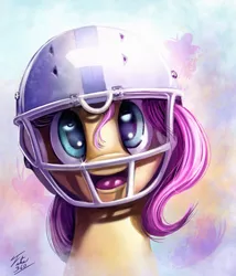 Size: 900x1050 | Tagged: american football, artist:tsitra360, cute, fluttershy, football helmet, helmet, indianapolis colts, looking at you, nfl, open mouth, portrait, safe, shyabetes, smiling, solo, super bowl, super bowl xlix, that was fast