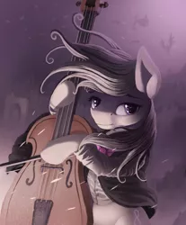 Size: 1575x1900 | Tagged: safe, artist:sceathlet, derpibooru import, octavia melody, earth pony, pony, bowtie, cello, female, mare, musical instrument, solo, windswept mane