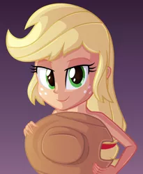 Size: 3000x3663 | Tagged: suggestive, artist:discorded, derpibooru import, applejack, equestria girls, clothes, covering, female, hat, hat censor, implied nudity, solo, solo female, topless