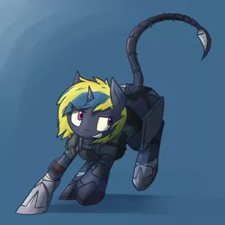 Size: 1280x1280 | Tagged: safe, artist:erthilo, derpibooru import, oc, oc:malice, unofficial characters only, pony, unicorn, fallout equestria, fallout equestria: wasteland economics, augmented tail, raider, solo