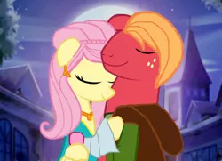 Size: 1200x870 | Tagged: safe, artist:thunderfists1988, derpibooru import, big macintosh, fluttershy, earth pony, pony, ashlynn ella, crossover, ever after high, fluttermac, hunter huntsman, male, my little pony, shipping, stallion, straight