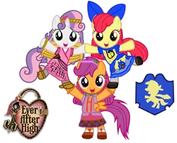 Size: 1600x1300 | Tagged: apple bloom, artist:thunderfists1988, blondie lockes, c.a. cupid, cedar wood, crossover, cutie mark crusaders, derpibooru import, ever after high, safe, scootaloo, sweetie belle