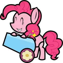 Size: 1629x1627 | Tagged: safe, artist:urpleb3atin, derpibooru import, pinkie pie, earth pony, pony, crossover, paper mario, party cannon, simple background, solo, style emulation, transparent background